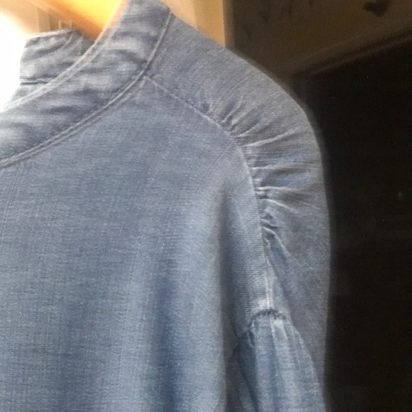 AnyBody Denim Blue V-Neck Relaxed Blouse - Picture 6 of 16